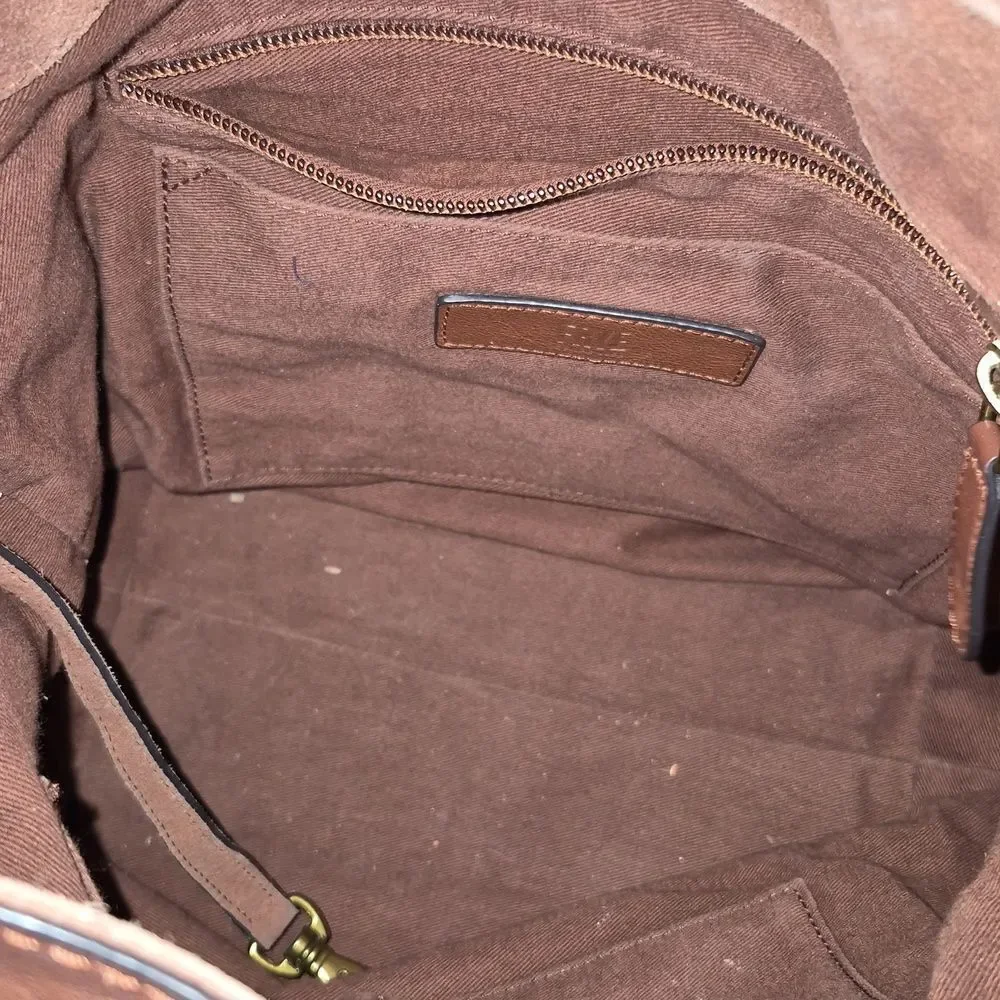 Frye Leather Side Pocket Hobo Cognac 34DB323